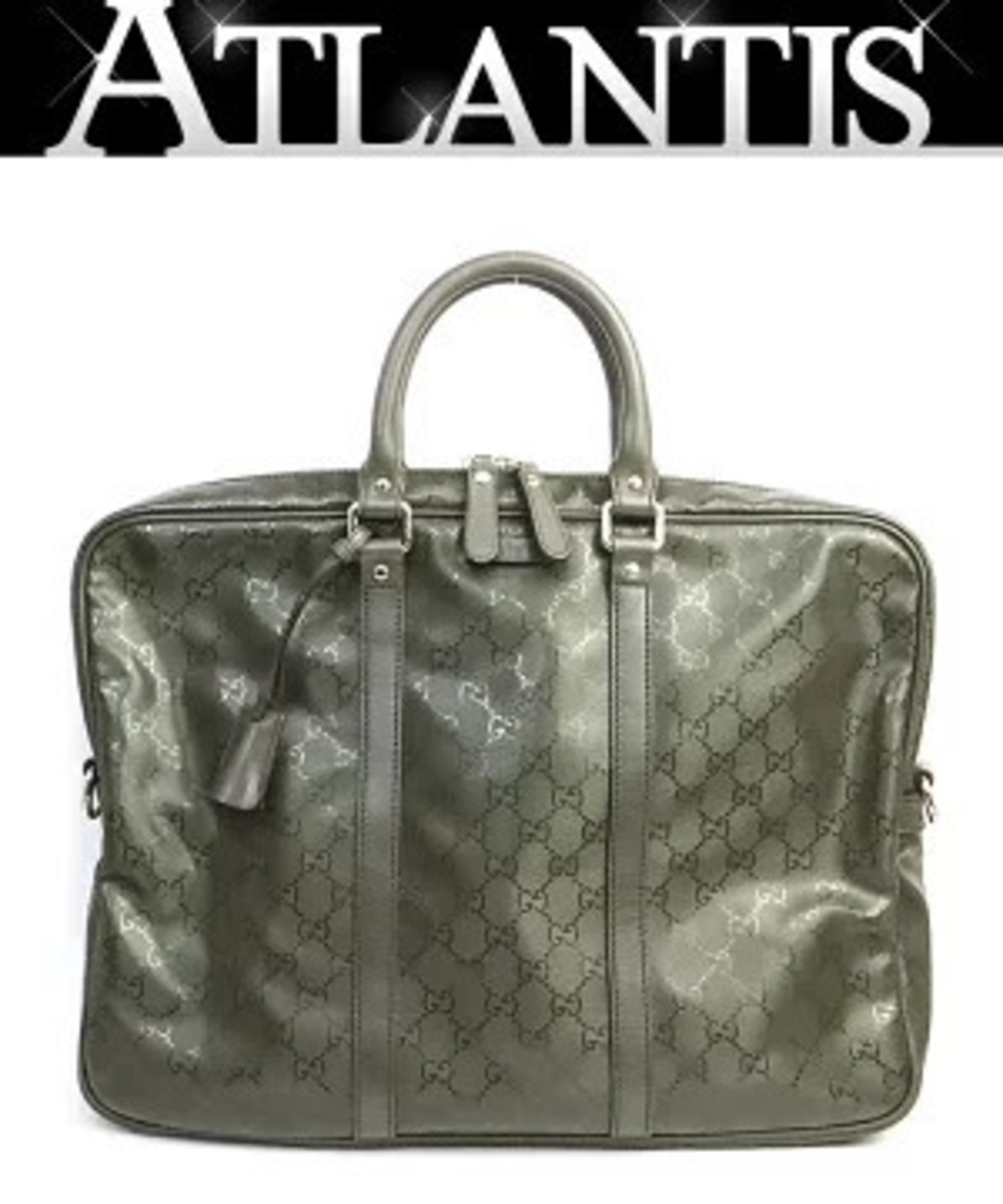 Gucci briefcase GG Imprime x leather moss green